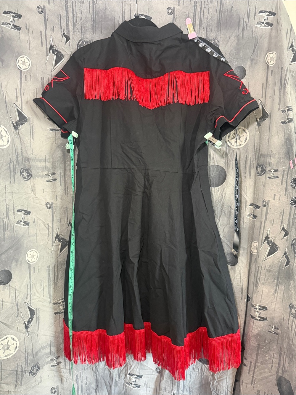 NWT WESTERN EVIL YALLTERNATIVE BAPHOMET EMBROIDERED TASSLE DRESS SZ 3X - Picture 7 of 11